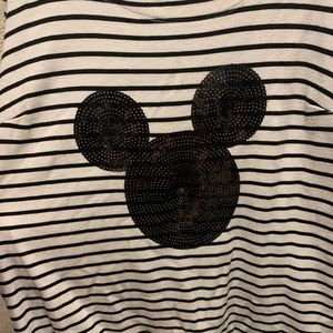 Torrid black and white stripe Mickey sequence top